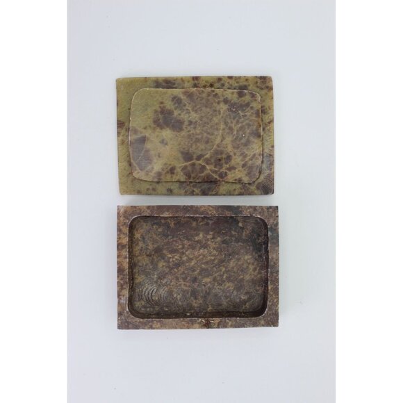 Religious Gift, Stone Trinket Box with Brass Cross Inlay, 4x3" - Picture 7 of 11